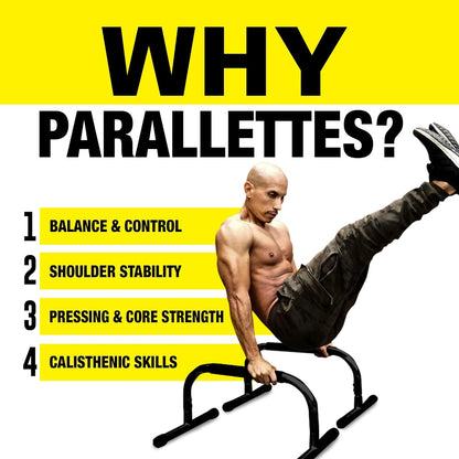 Fitness Parallette Push up Bars Dip Station Stand - Perfect for Home and Garage Gym Exercise Equipment - Gymnastics, Calisthenics, Strength Training Parallel Bars for Men and Women